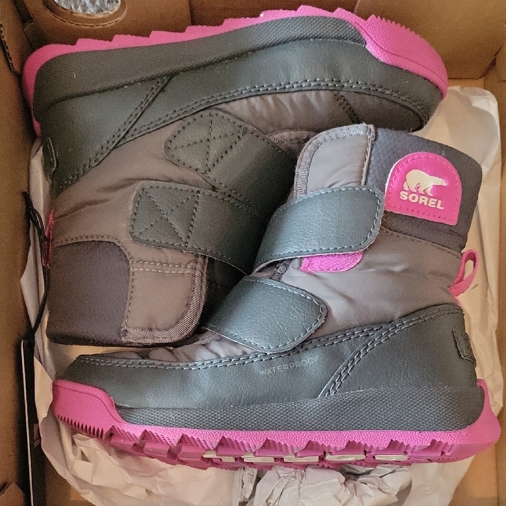 Sorel Kids' Boots - Dark Gray and Bright Pink